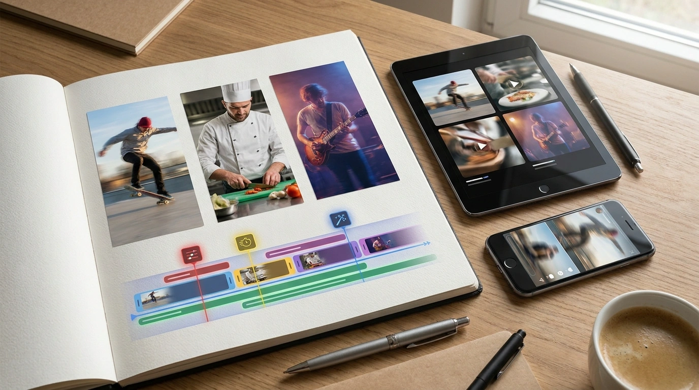 Video marketing blog category image with short-form content production workflow