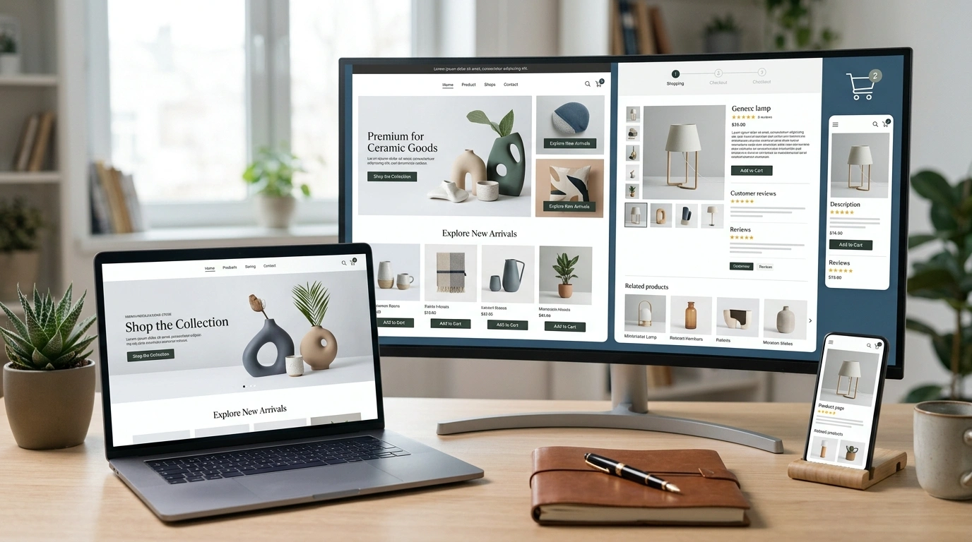 Shopify store design service with modern e-commerce product layout