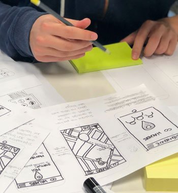Website discovery notes and early interface sketches