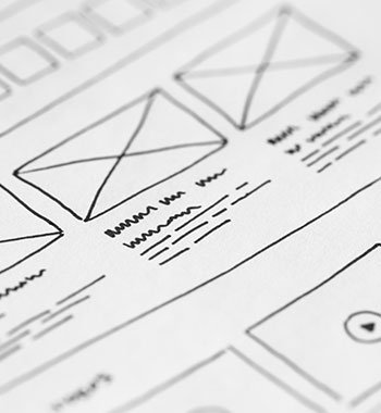 Wireframe sketches used to plan a website structure